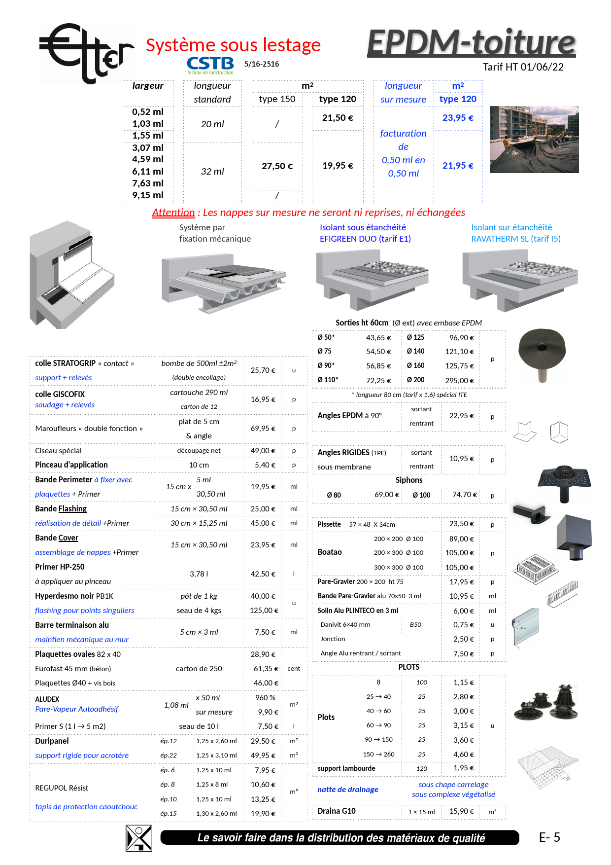 E5 - EPDM GISCOLENE SOUS LESTAGE